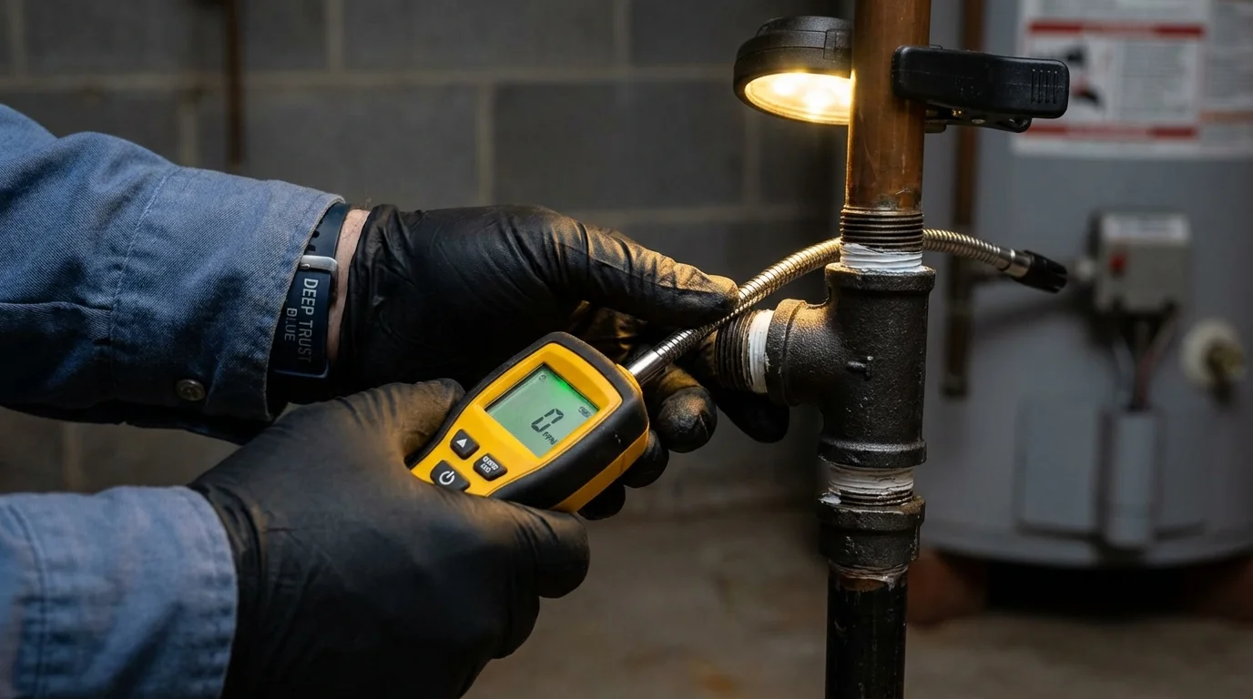 Gas leak detection with electronic sniffer by Johns Plumbing LLC in Saint Paul