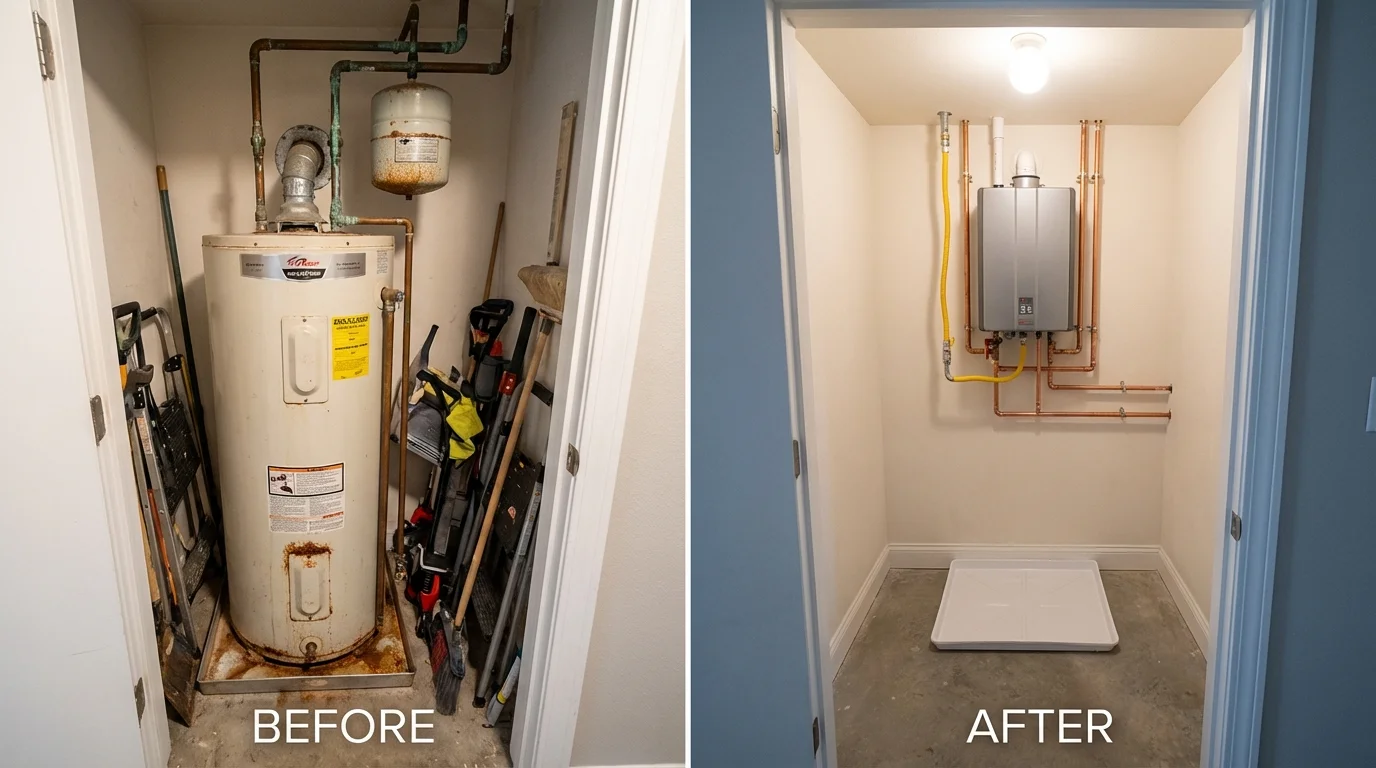 Tank water heater versus wall-mounted tankless unit comparison for Saint Paul, NE homeowners